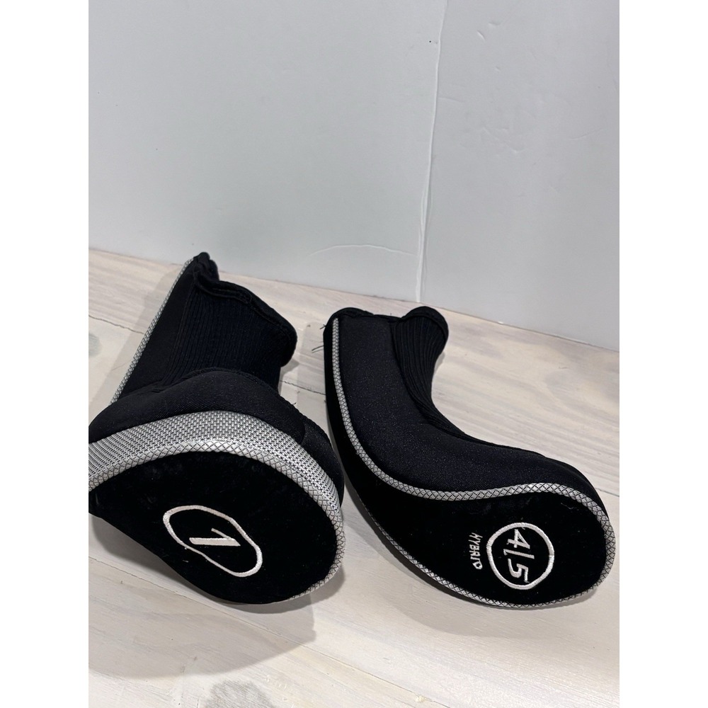 Set of 2 Golf Club Head Covers‎ Driver #1 Hybrid 4/5 Black Gray Unbranded